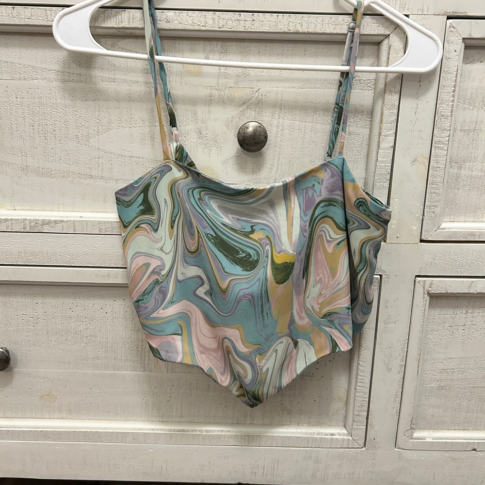 Heart Hips Multicolor Swirl BandanaCrop Top